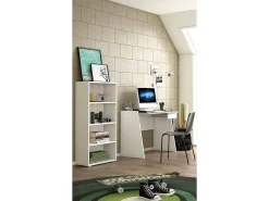 Libreria Giacinto, Biblioteca a 3 ripiani regolabili, Scaffale per libri, Mobile da parete con ripiani, 100% Made in Italy, 60x30h130 cm, Bianco e Rovere