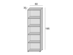Libreria Girasole, Biblioteca a 4 ripiani regolabili, Scaffale per libri, Mobile da parete con ripiani, 100% Made in Italy, 60x30h195 cm, Bianco e Cemento