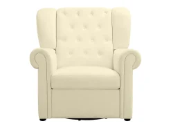 Lillyse | Cadeira de balanço com função giratória em veludo branco creme