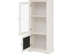 Linda | Vitrina com 1 Porta de vidro e 1 Porta em Pinho Branco