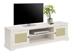 Loki | Móvel inferior com 2 portas e 1 prateleira de vidro em pinho branco