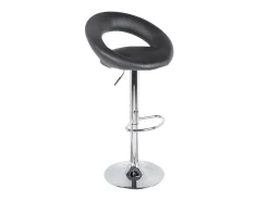 Lot de 2 tabourets de bar réglables en hauteur 77-97 cm – Assise simili cuir PU noir, pied en métal gris, diamètre 40 cm