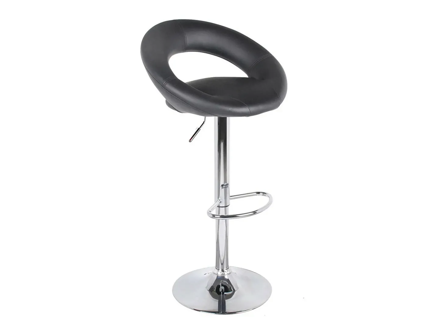 Lot de 2 tabourets de bar réglables en hauteur 77-97 cm – Assise simili cuir PU noir, pied en métal gris, diamètre 40 cm