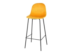 Lot de 4 tabourets de bar avec dossier en velours jaune et structure en métal collection LALY - Style industriel