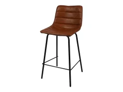 Lot de 2 tabourets de bar avec dossier effet cuir cannelle collection NETS - Style industriel