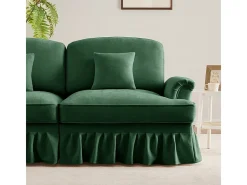 Lote 2 Sofás Chenille 2 Lugares - Capa Removível e 4 Almofadas - 194x83.5x93cm - Verde