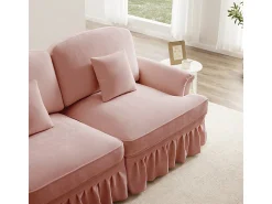 Lote 2 Sofás Chenille 2 Lugares - Capa Removível e 4 Almofadas - 194x83.5x93cm - Rosa
