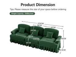 Lote 2 Sofás Modulares Chenille 2+3 Lugares - Capa Removível e 5 Almofadas - 58cm Prof. - Verde