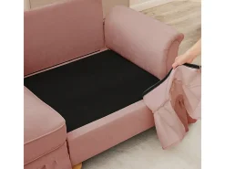 Lote 2 Sofás Modulares Chenille 2+3 Lugares - Capa Removível e 5 Almofadas - 58cm Prof. - Rosa