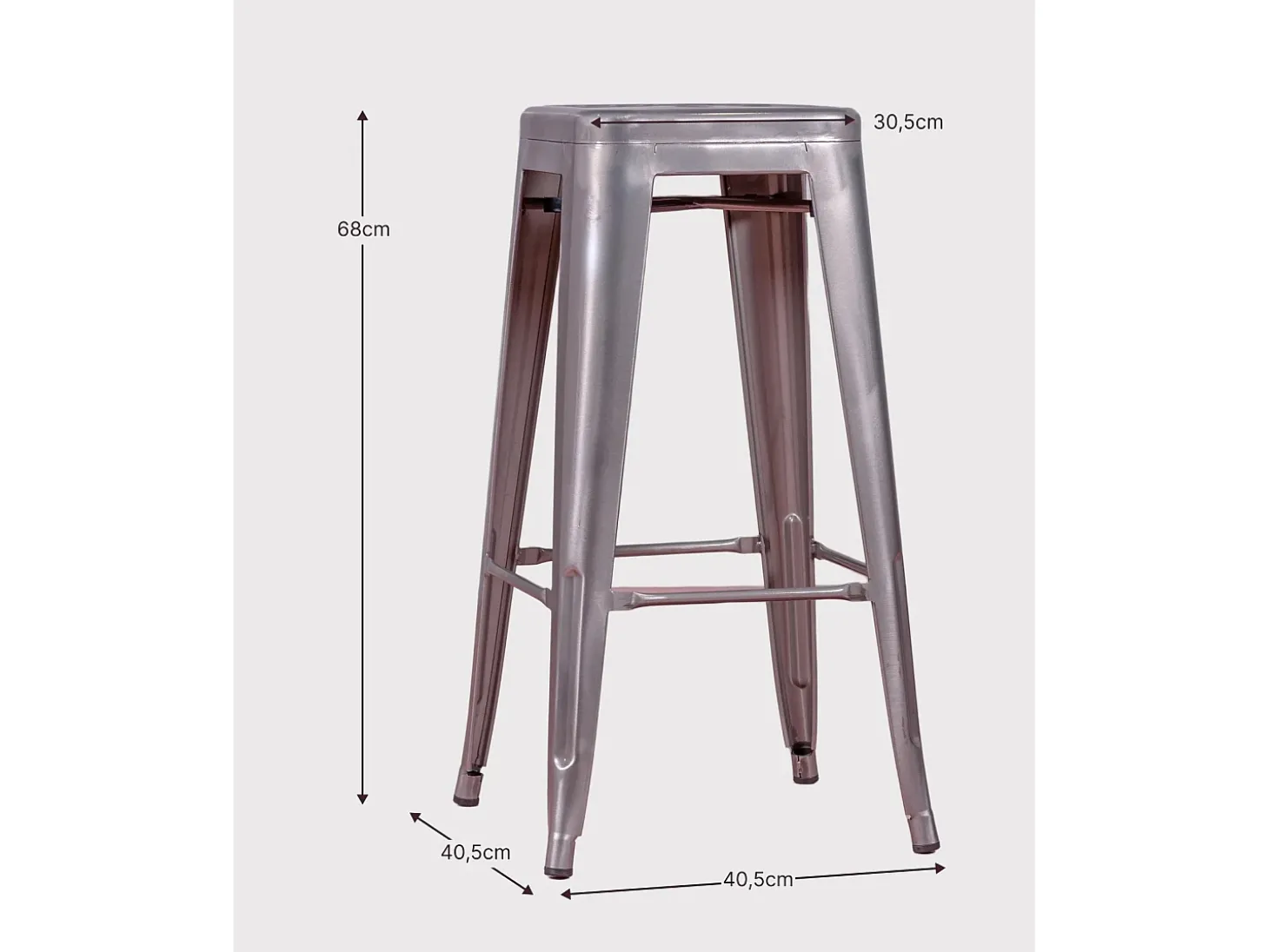 Lote de 4 bancos de metal com 66 cm de altura - Bistro - Preto