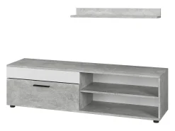 Lowboard & Regal concreto/branco 139.8x35.3x38.9 berno