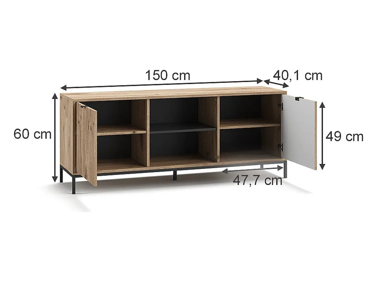 Lowboard carvalho viking 150x40.1x60 eliza