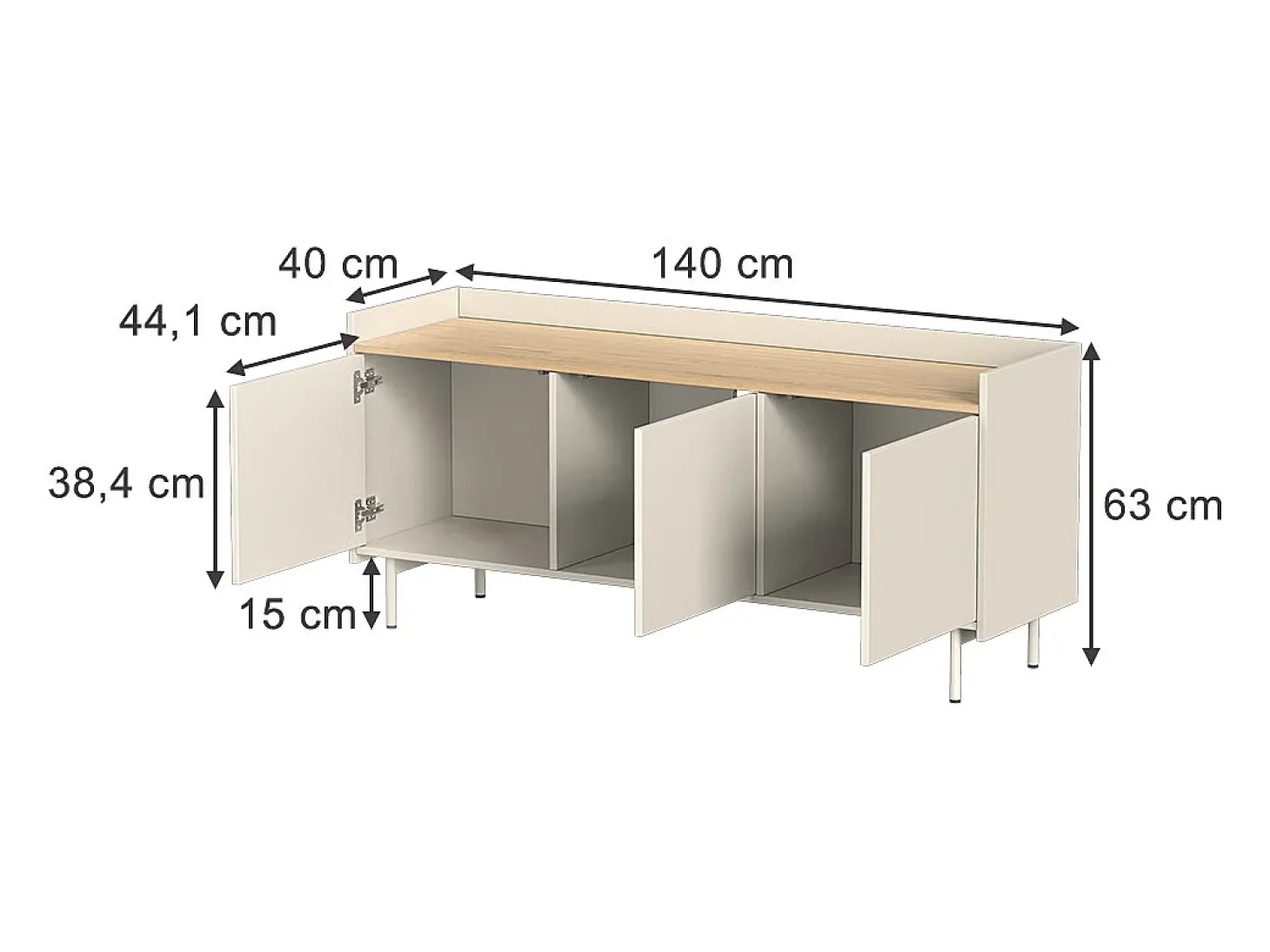 Lowboard creme 140x40x63 velina