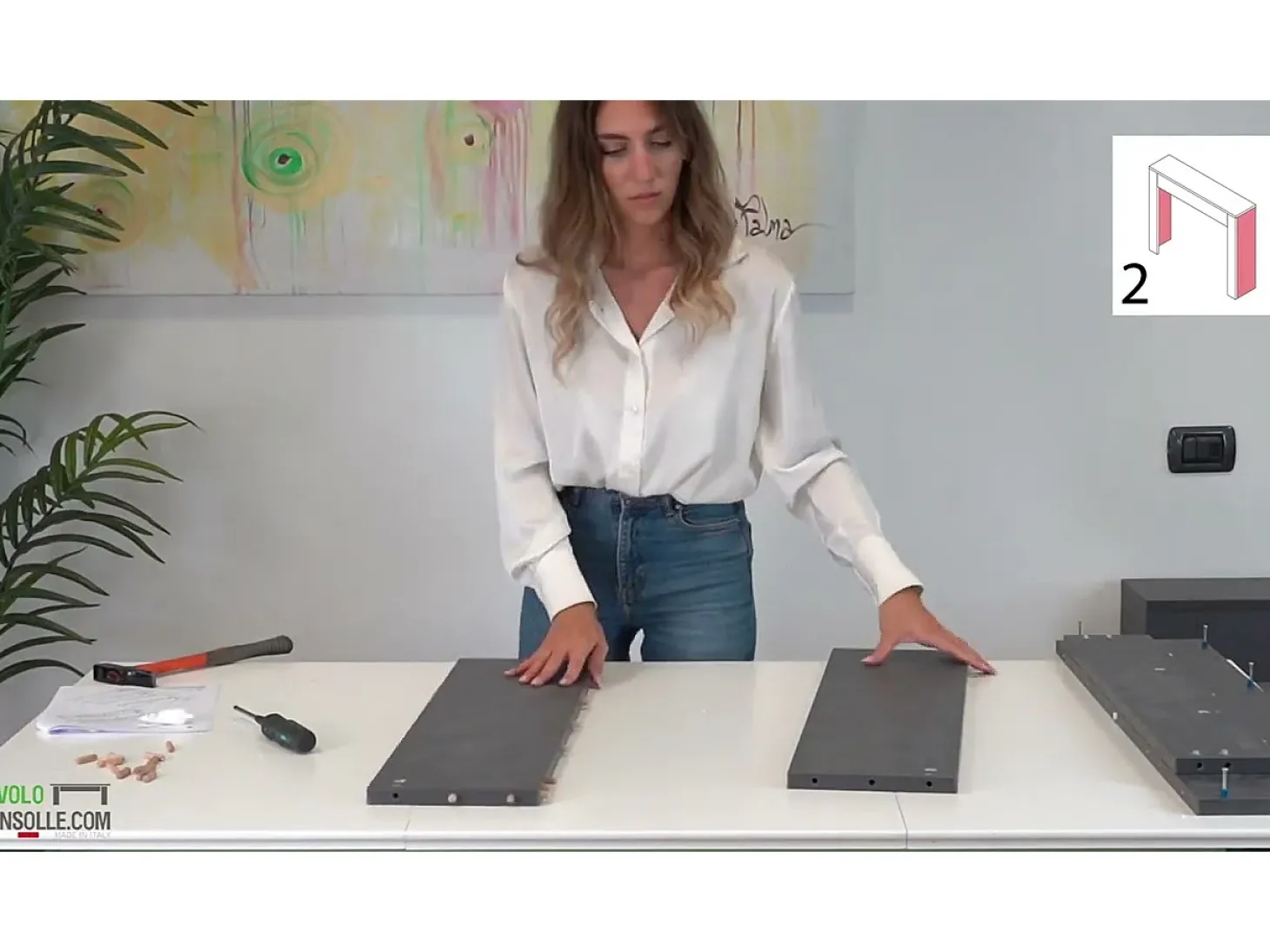 MAIRA - Conjunto de consola com dois bancos extensíveis - Dimensões de instalação: 42 x 90 x 75 cm - Entrega gratuita