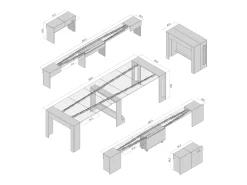 MAIRA - Conjunto de consola com dois bancos extensíveis - Dimensões de instalação: 42 x 90 x 75 cm - Entrega gratuita