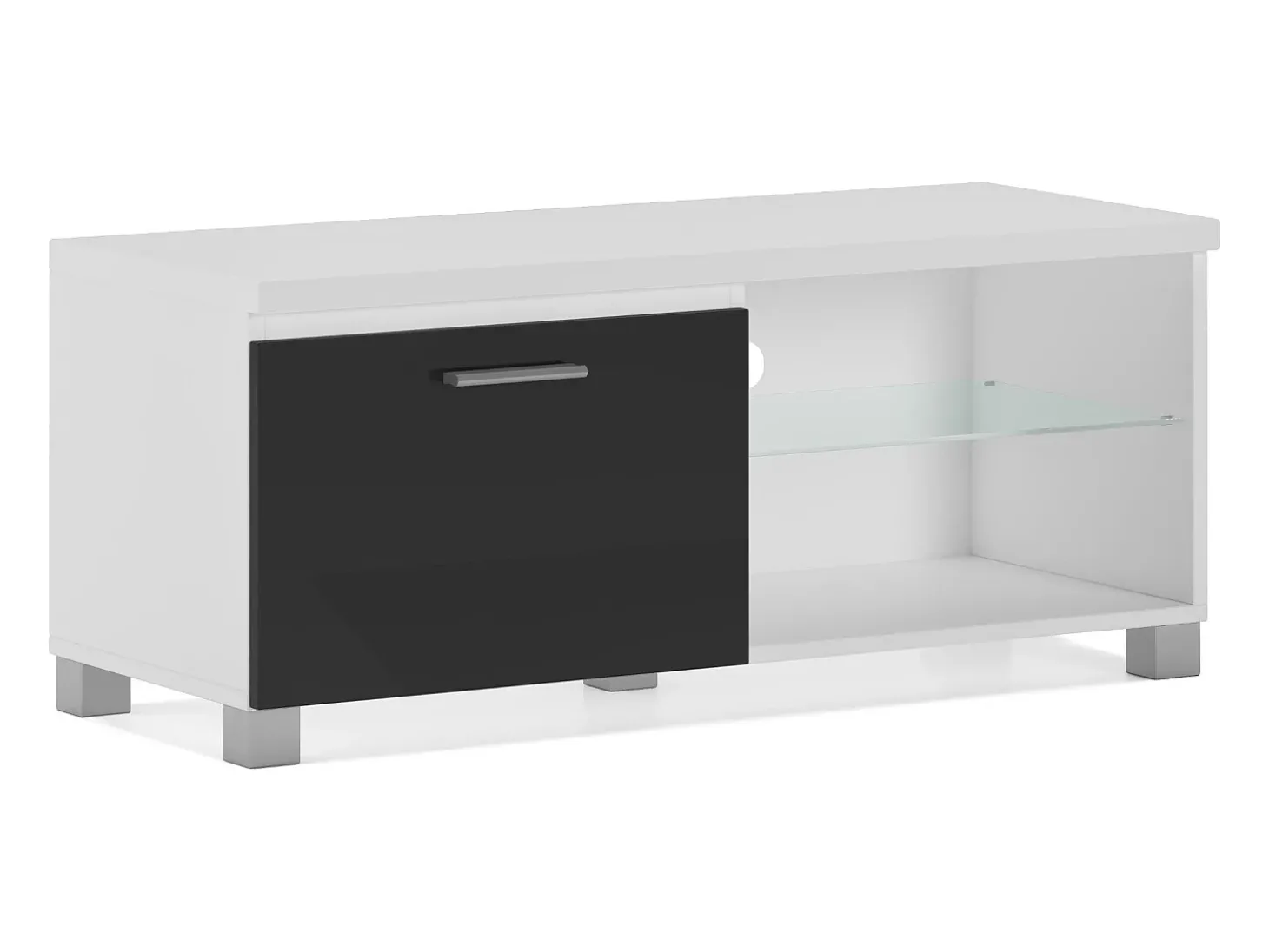 Módulo de sala de estar TV, cor Laca brilhante preto e branco, 100x40x42cm
