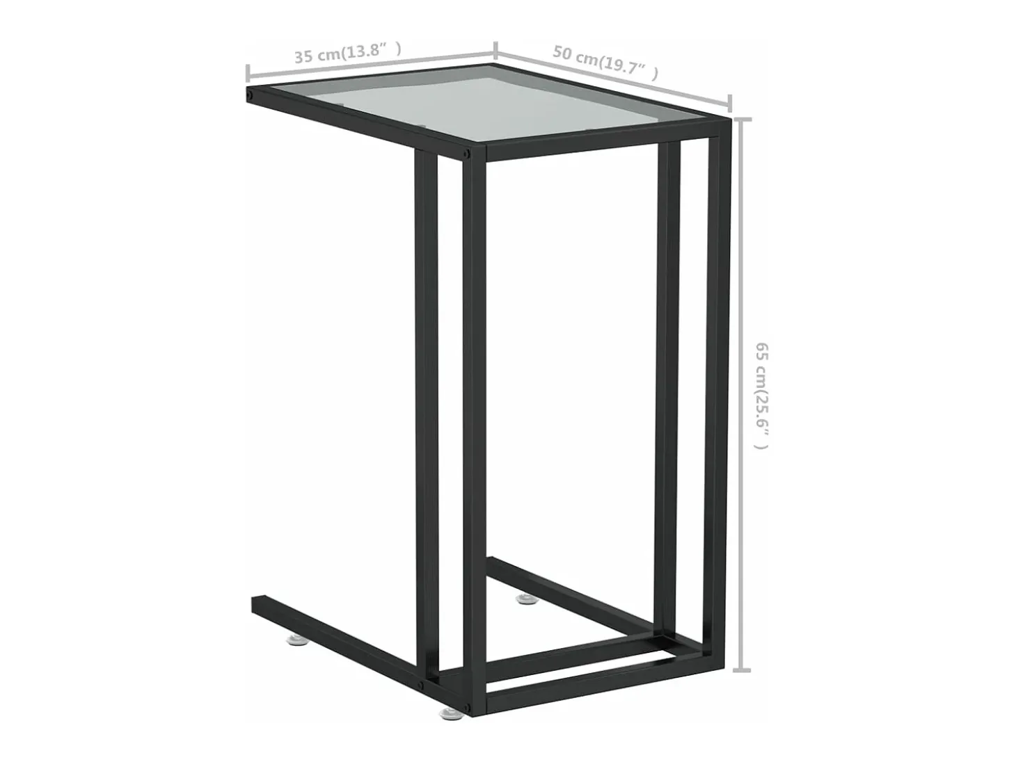 Mesa apoio ao computador 50x35x65 cm vidro temp. transparente