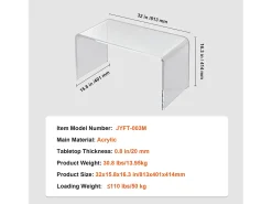 Mesa Auxiliar SucceBuy de Acrílico em Forma de C SucceBuy Mesa Auxiliar Transparente Altura de 41CM