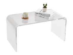 Mesa Auxiliar SucceBuy de Acrílico em Forma de C SucceBuy Mesa Auxiliar Transparente Altura de 41CM
