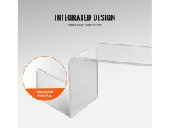 Mesa Auxiliar SucceBuy de Acrílico em Forma de C SucceBuy Mesa Auxiliar Transparente Altura de 41CM