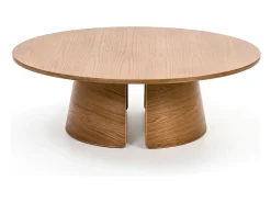 Mesa baixa redonda em madeira natural Ø110 h36 cm