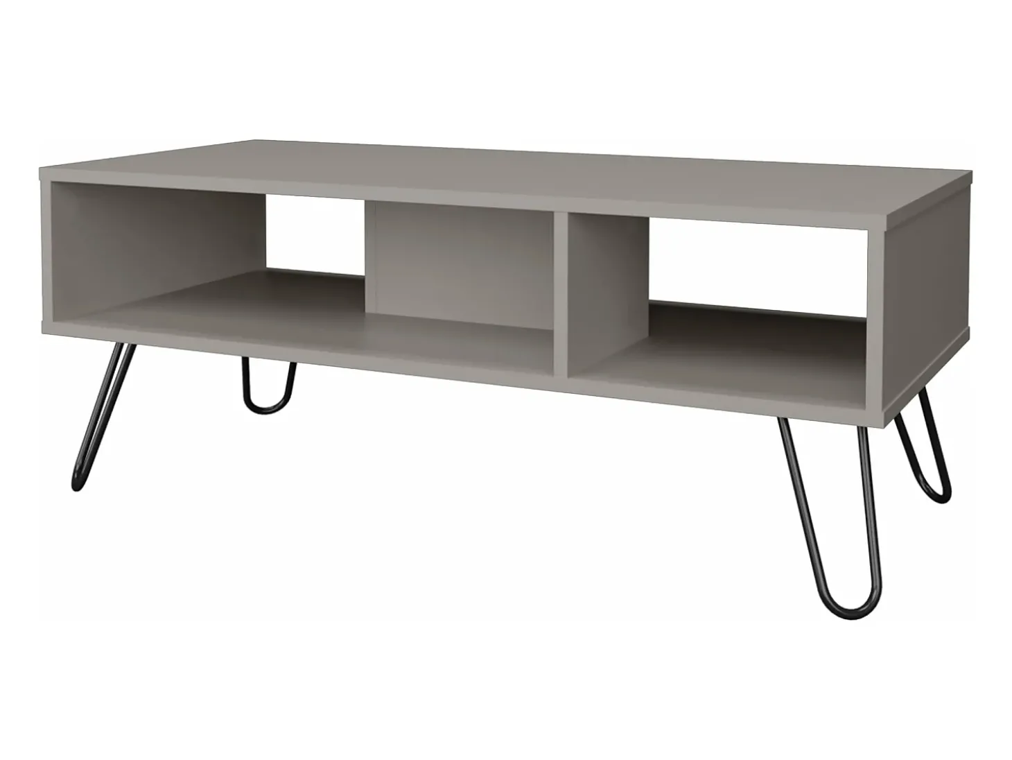 Mesa central Genoa em melamina com 3 prateleiras , Cinzento , 40 cm X 101,1 cm X 45 cm