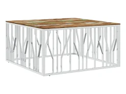 Mesa centro aço inoxidável/madeira recuperada maciça prateado PT284442
