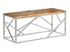 Mesa centro aço inoxidável/madeira recuperada maciça prateado PT351352