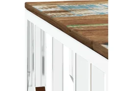 Mesa centro aço inoxidável/madeira recuperada maciça prateado