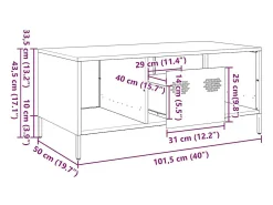 Mesa centro 101,5x50x43,5 cm aço laminado a frio verde-azeitona