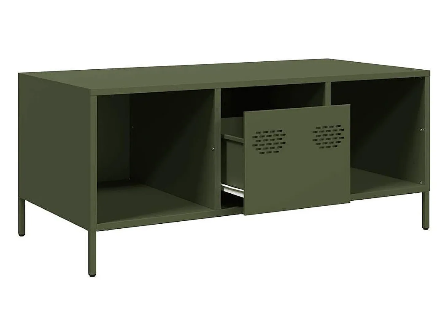 Mesa centro 101,5x50x43,5 cm aço laminado a frio verde-azeitona