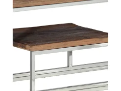 Mesa consola aço inoxidável/madeira ferroviária maciça prateado