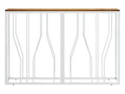 Mesa consola aço inoxidável/madeira de acácia maciça prateado PT425498