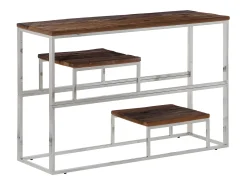 Mesa consola aço inoxidável/madeira ferroviária maciça prateado PT789583
