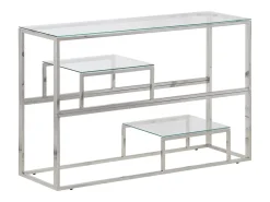 Mesa consola aço inoxidável e vidro temperado prateado PT484482