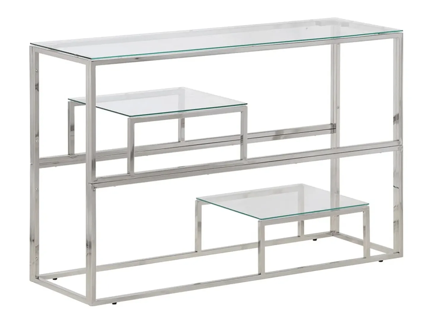 Mesa consola aço inoxidável e vidro temperado prateado PT484482
