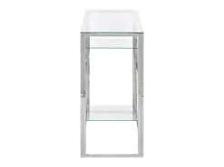 Mesa consola aço inoxidável e vidro temperado prateado PT484482