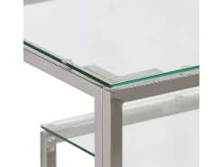 Mesa consola aço inoxidável e vidro temperado prateado PT484482