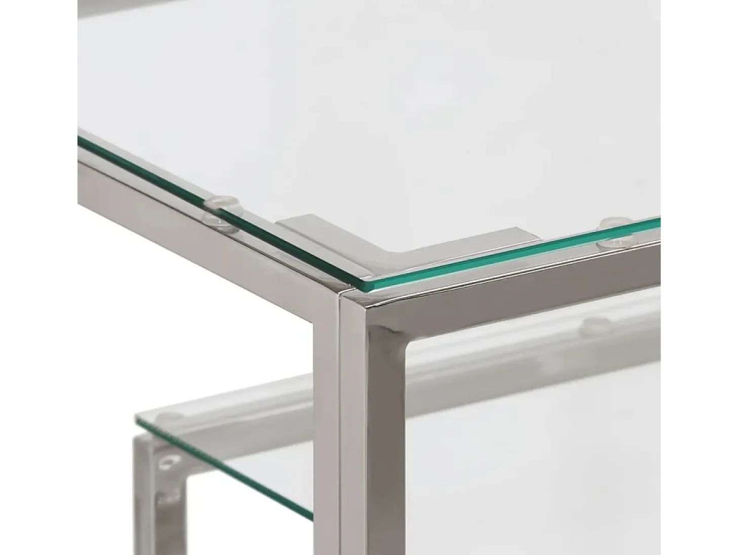 Mesa consola aço inoxidável e vidro temperado prateado PT484482