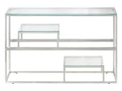 Mesa consola aço inoxidável e vidro temperado prateado PT484482