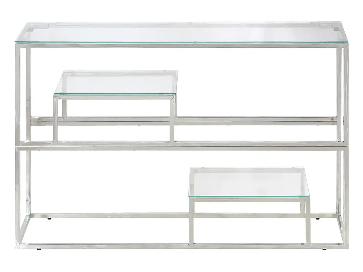 Mesa consola aço inoxidável e vidro temperado prateado PT484482