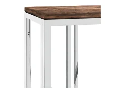 Mesa consola aço inoxidável e madeira recuperada maciça PT848804