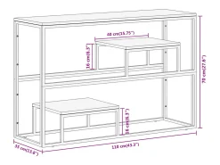Mesa consola aço inoxidável/madeira de acácia maciça prateado