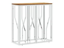 Mesa consola aço inoxidável/madeira de acácia maciça prateado