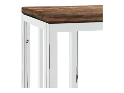 Mesa consola aço inoxidável/madeira recuperada maciça prateado
