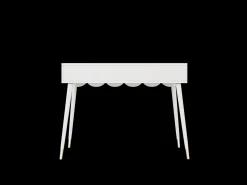 Mesa consola com 2 gavetas em forma de nuvem - Pés em metal - Branco e dourado