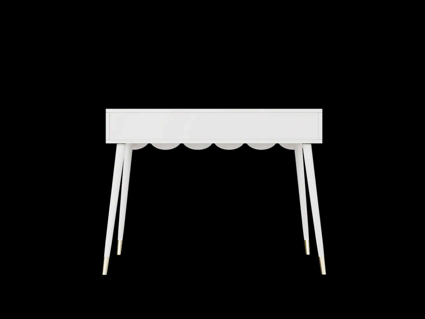 Mesa consola com 2 gavetas em forma de nuvem - Pés em metal - Branco e dourado