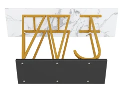 Mesa consola com pés em metal dourado - Tampo com efeito mármore 120 x 29,5 x 80 cm