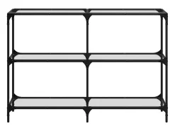 Mesa consola com tampo em vidro transparente 118,5x30x81 cm aço PT900960