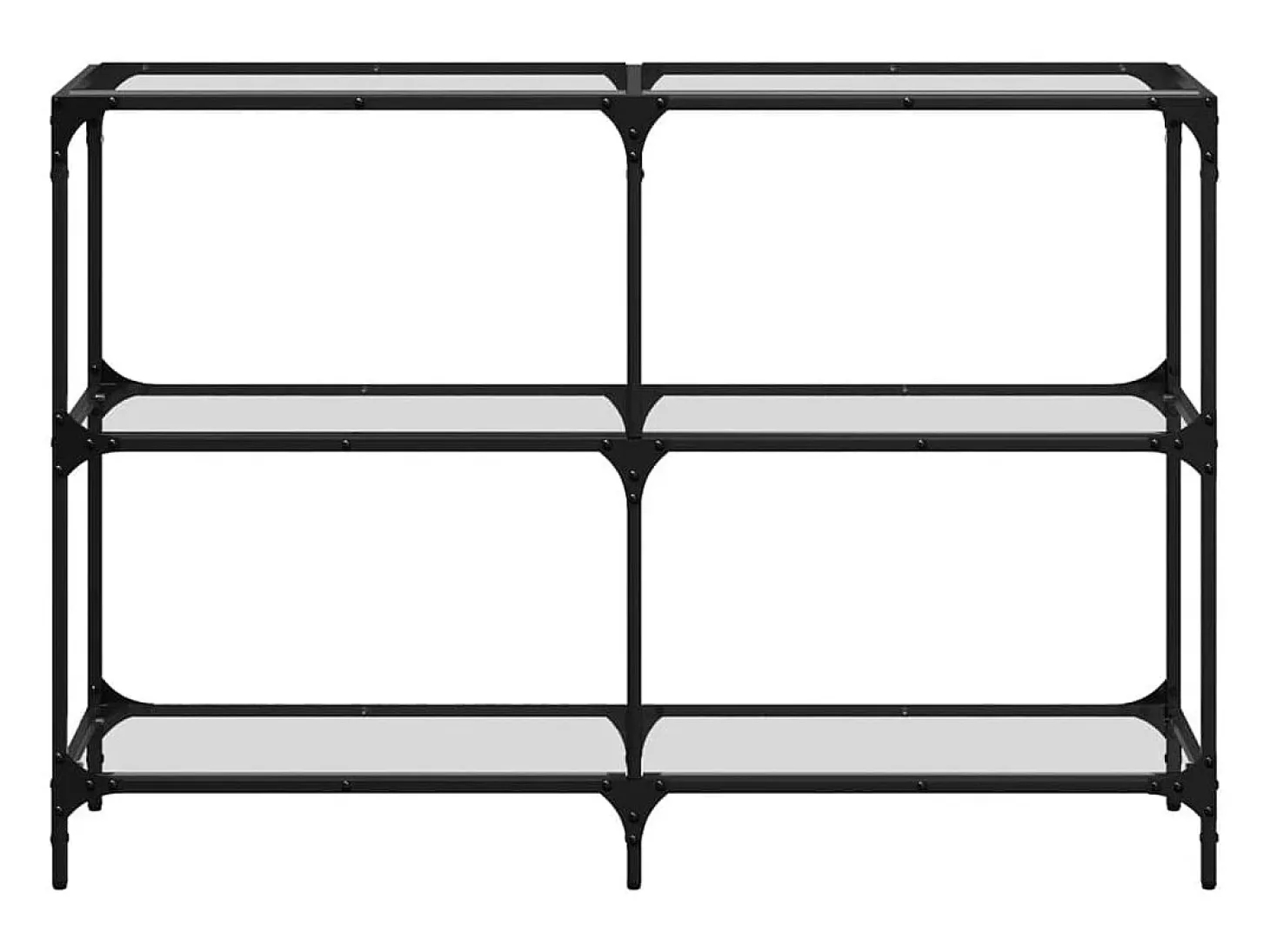 Mesa consola com tampo em vidro transparente 118,5x30x81 cm aço PT900960